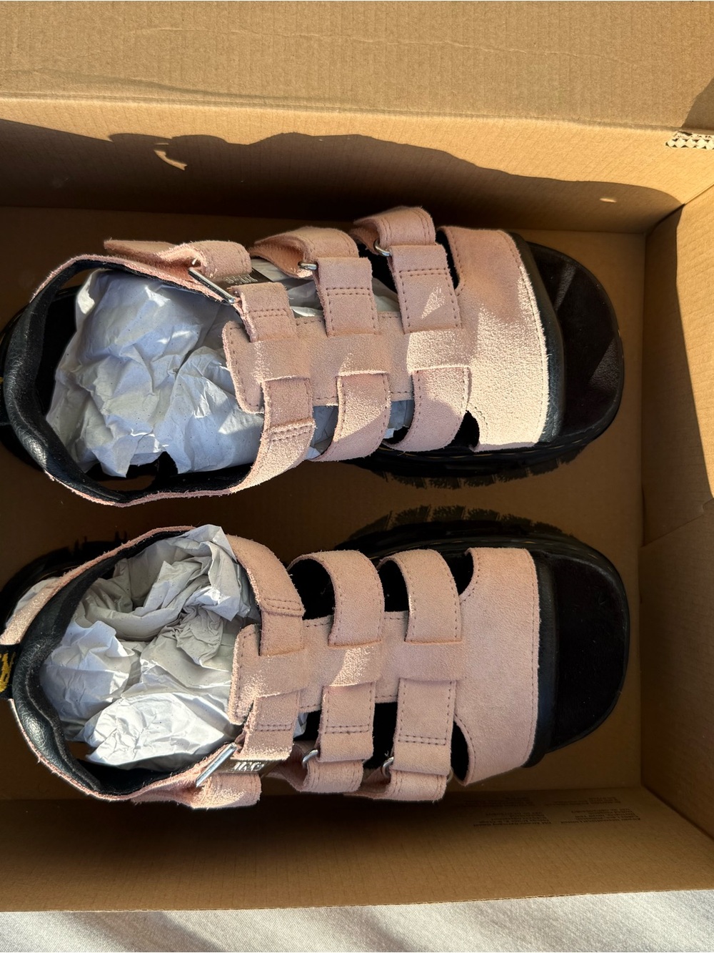 Dr. Martens Pink Suede Platform Sandals